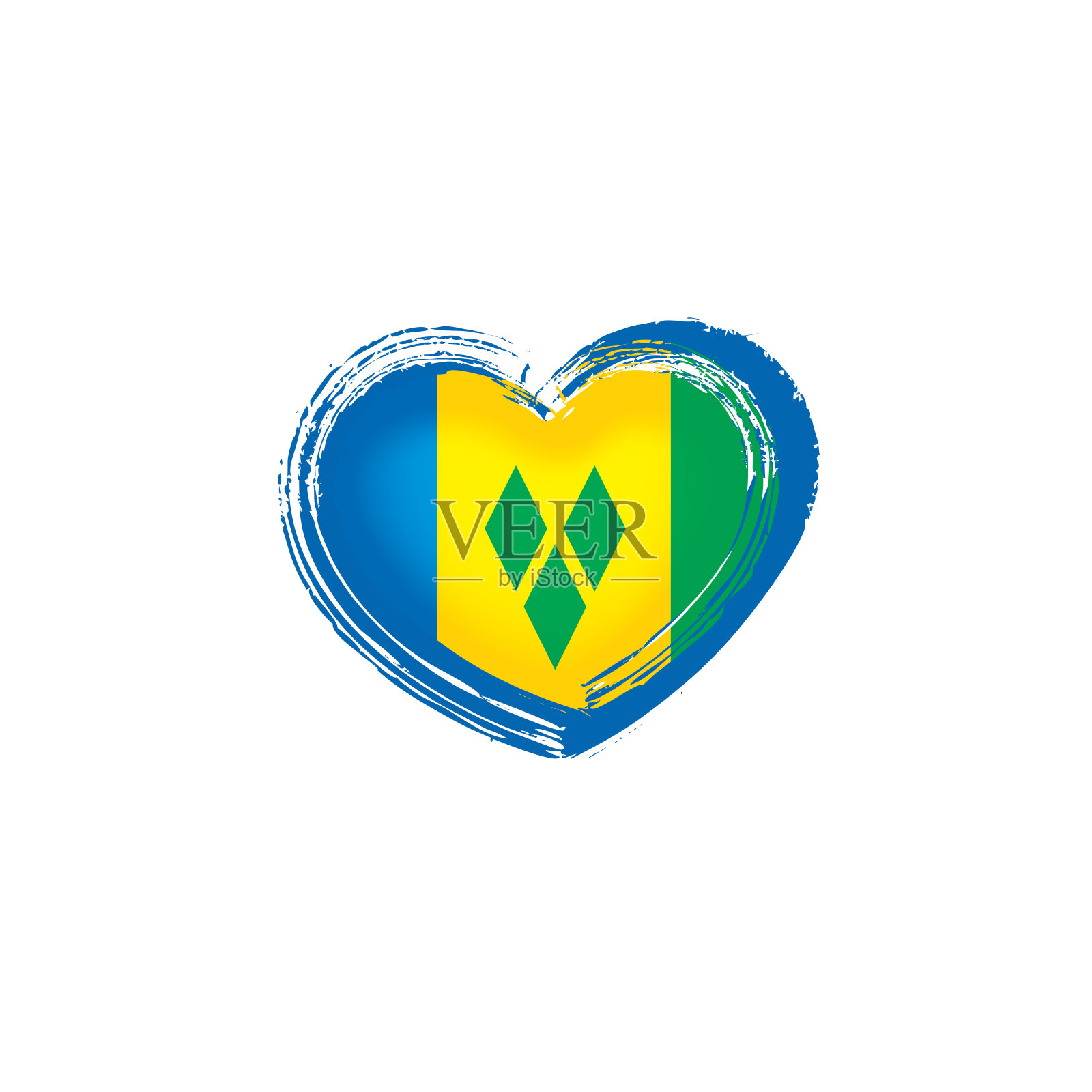 圣文森特和格林纳丁斯旗，白色背景矢量插图插画图片素材