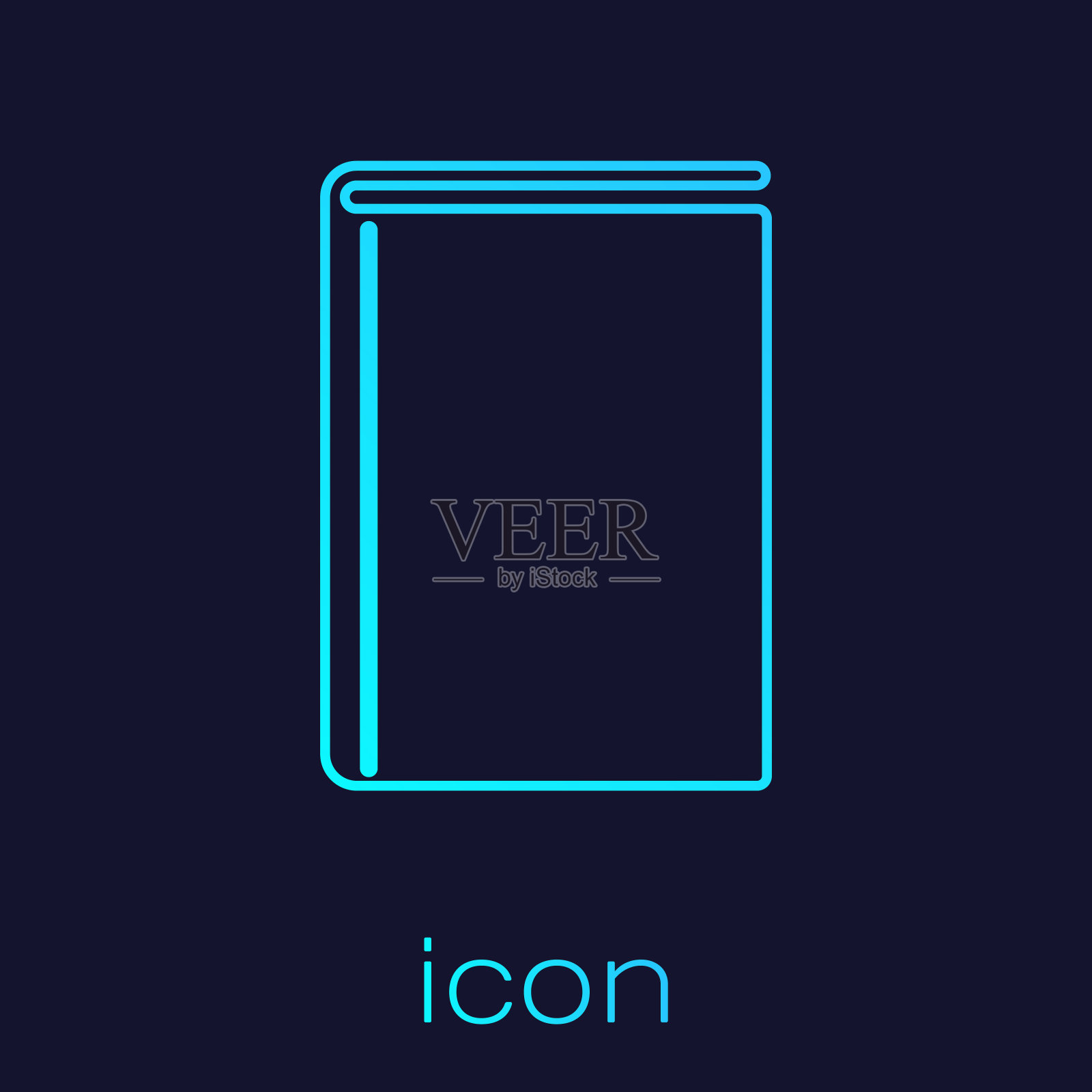 绿松石书线图标孤立在蓝色背景。矢量图图标素材