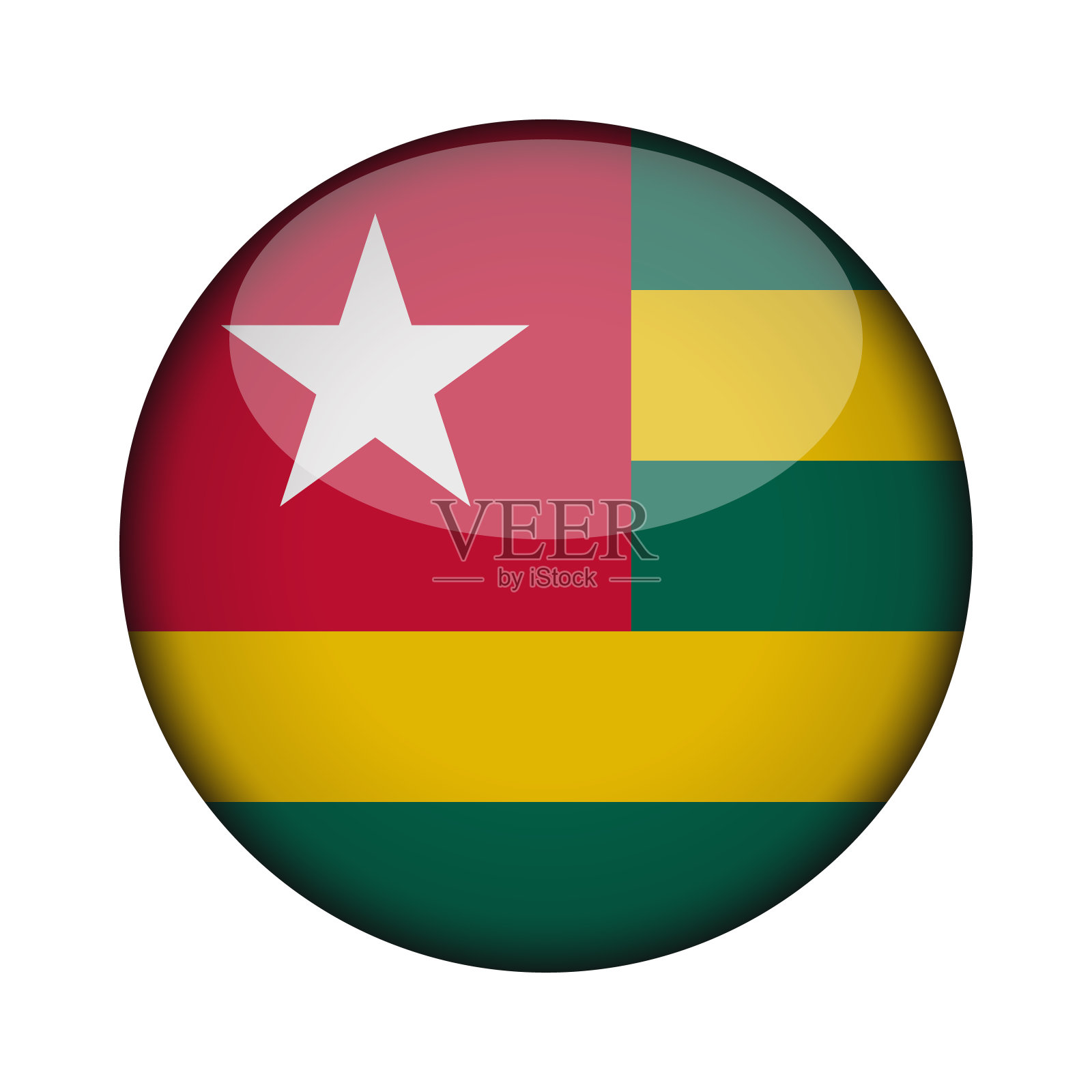 旗帜在光滑的圆形按钮图标。徽章孤立在白色背景上。国家概念的迹象。独立日插画图片素材