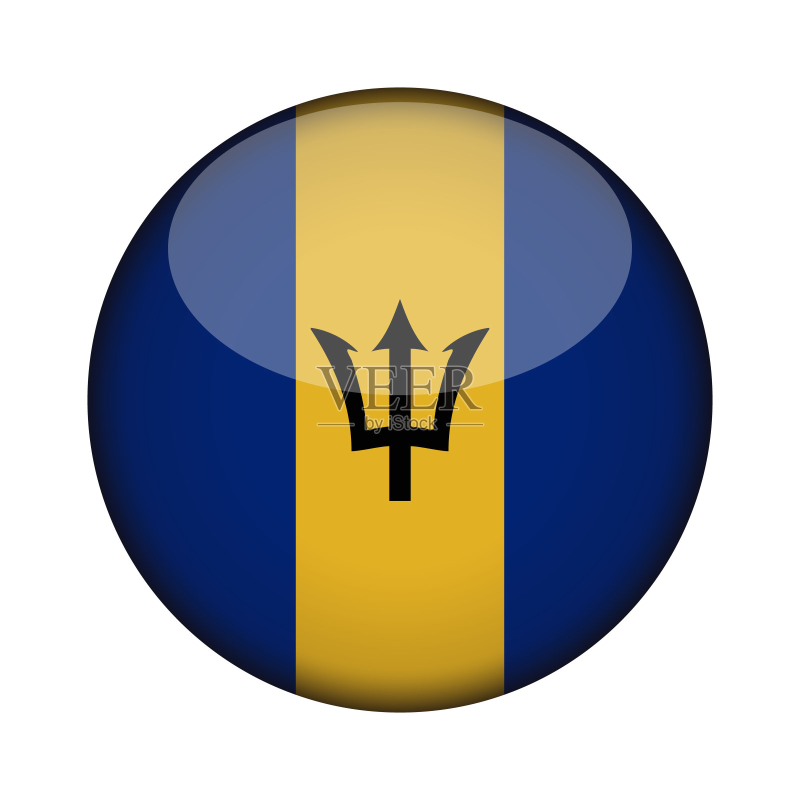 旗帜在光滑的圆形按钮图标。徽章孤立在白色背景上。国家概念的迹象。独立日图标素材