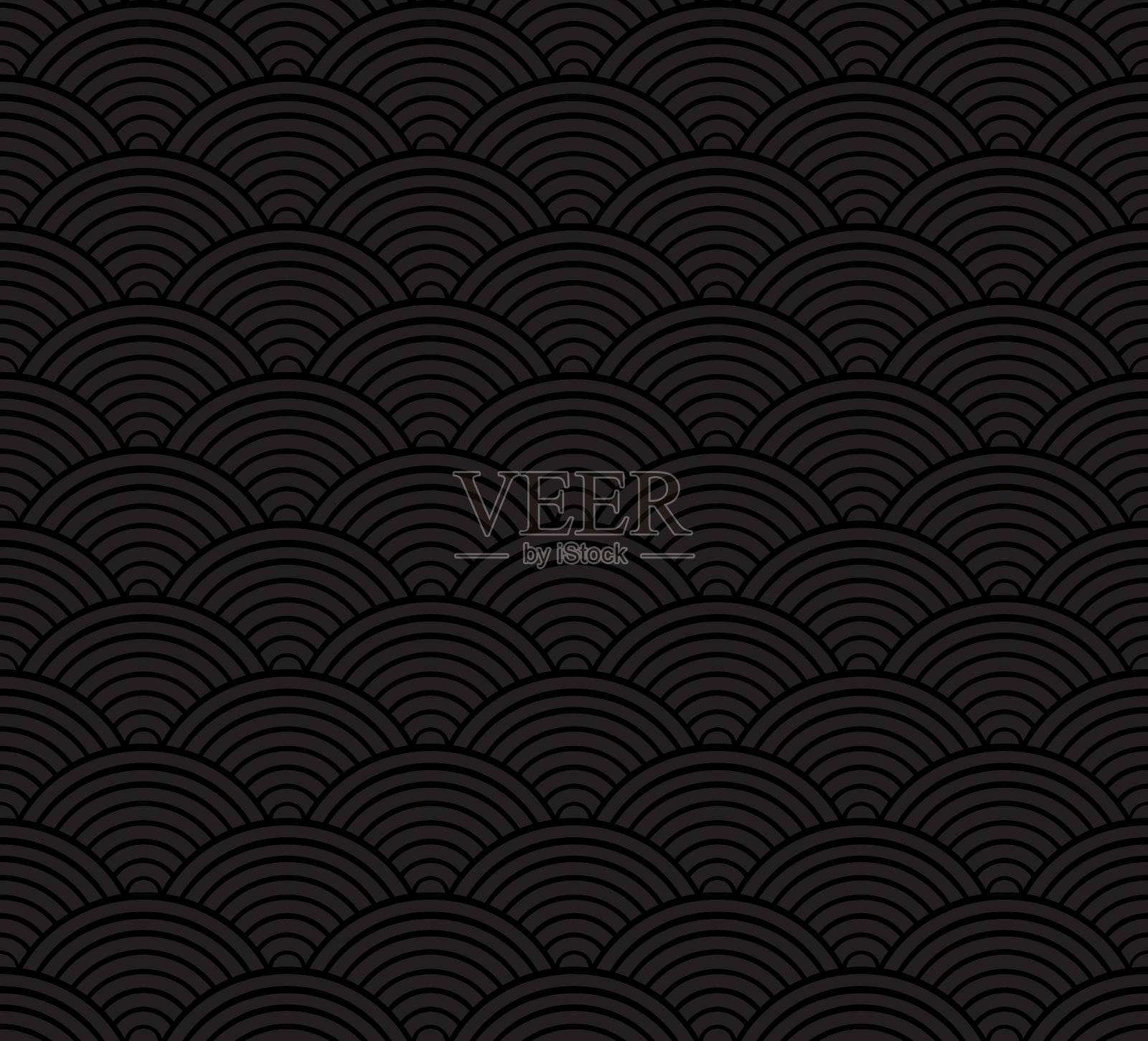 黑色的日本装饰波浪图案插画图片素材