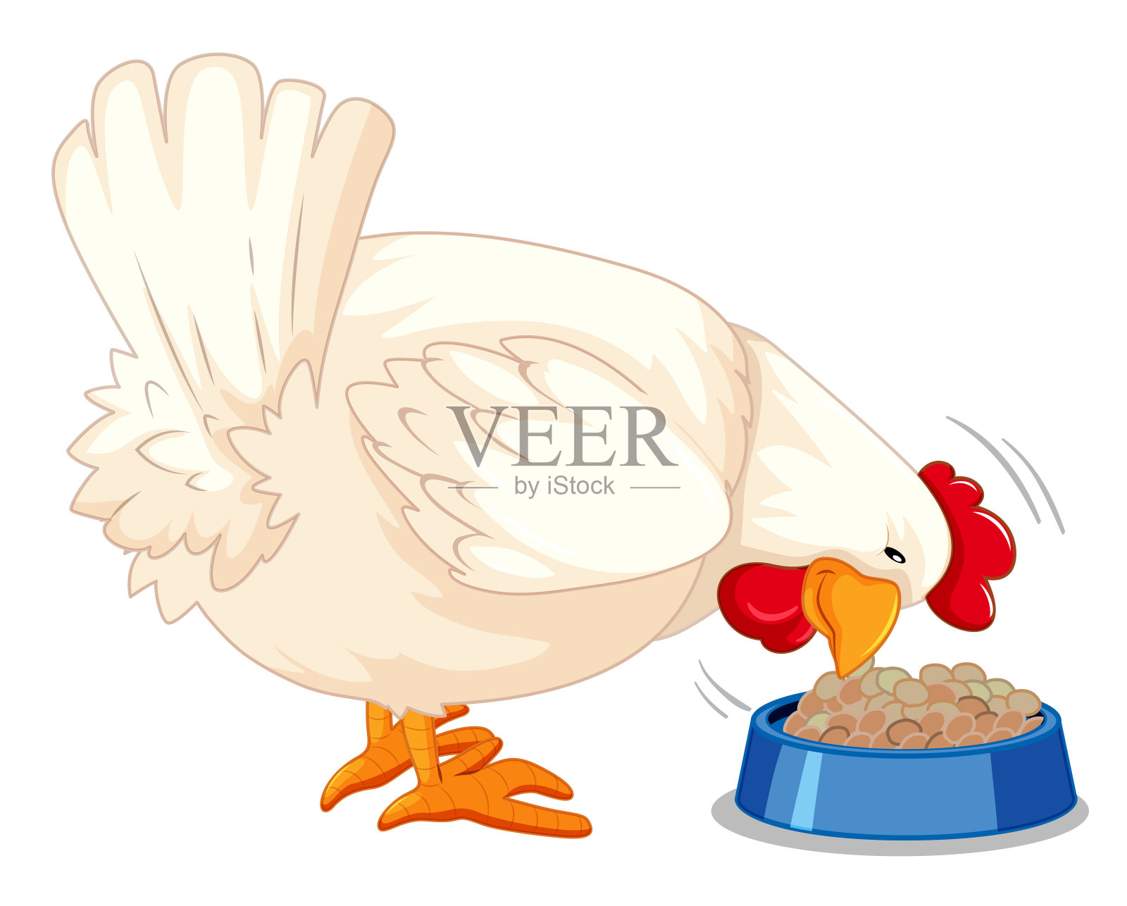 一只正在吃东西的鸡插画图片素材