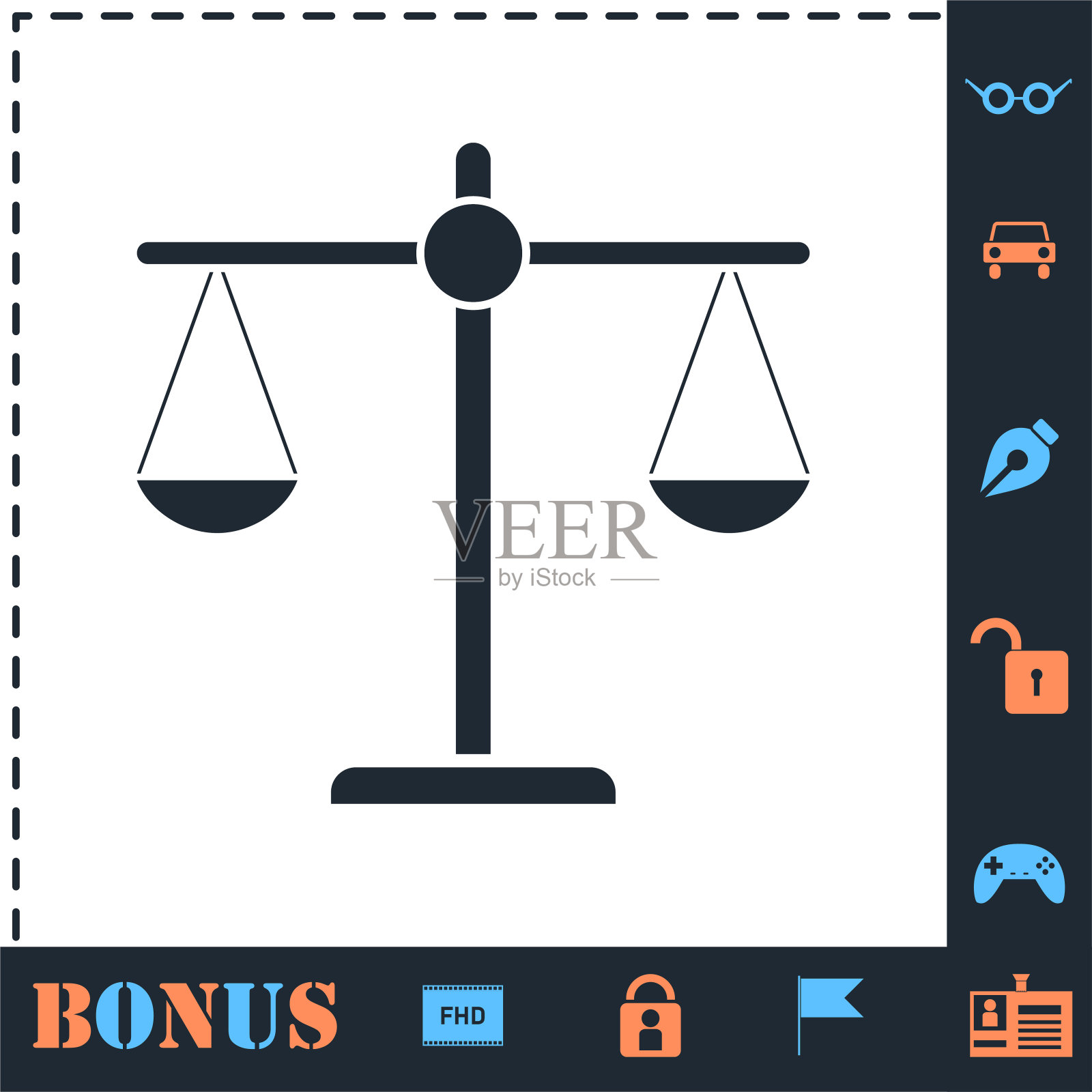 正义尺度图标平坦插画图片素材