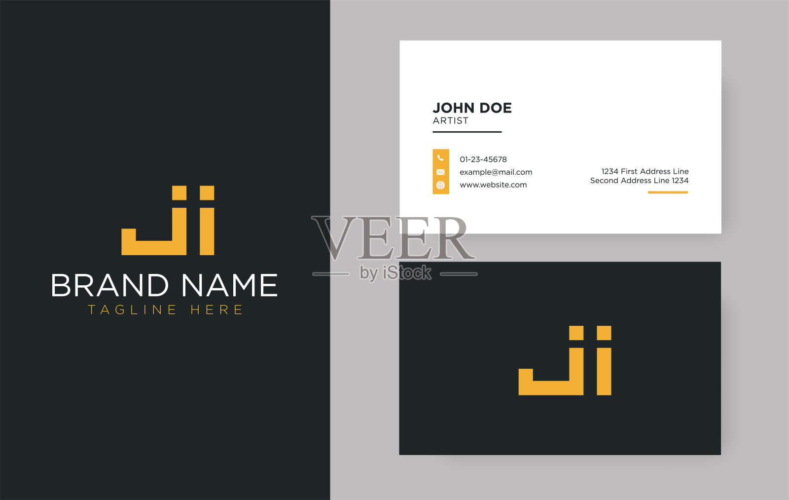 优质字母JI标志与优雅的企业形象模板插画图片素材