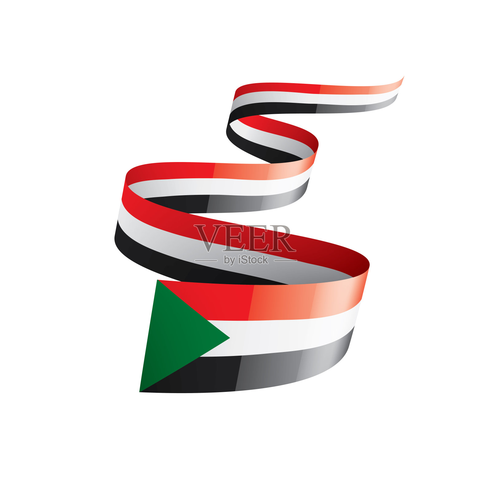 苏丹国旗，矢量插图在白色的背景插画图片素材