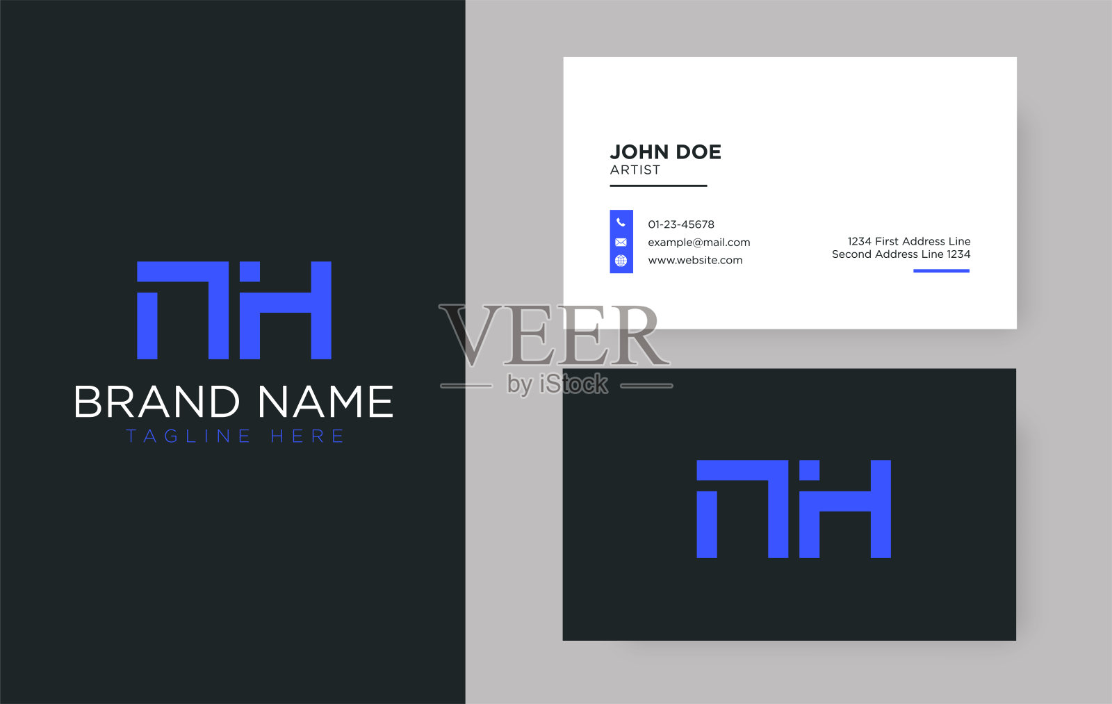 优质字母NH标志与优雅的企业形象模板插画图片素材