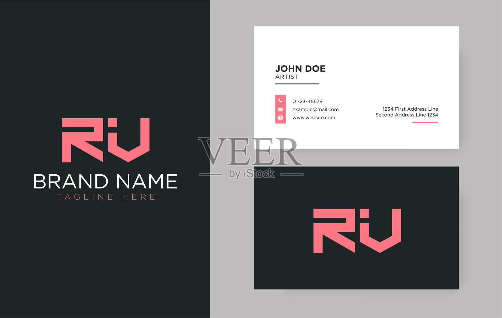 高端信房车标志与优雅的企业形象模板插画图片素材