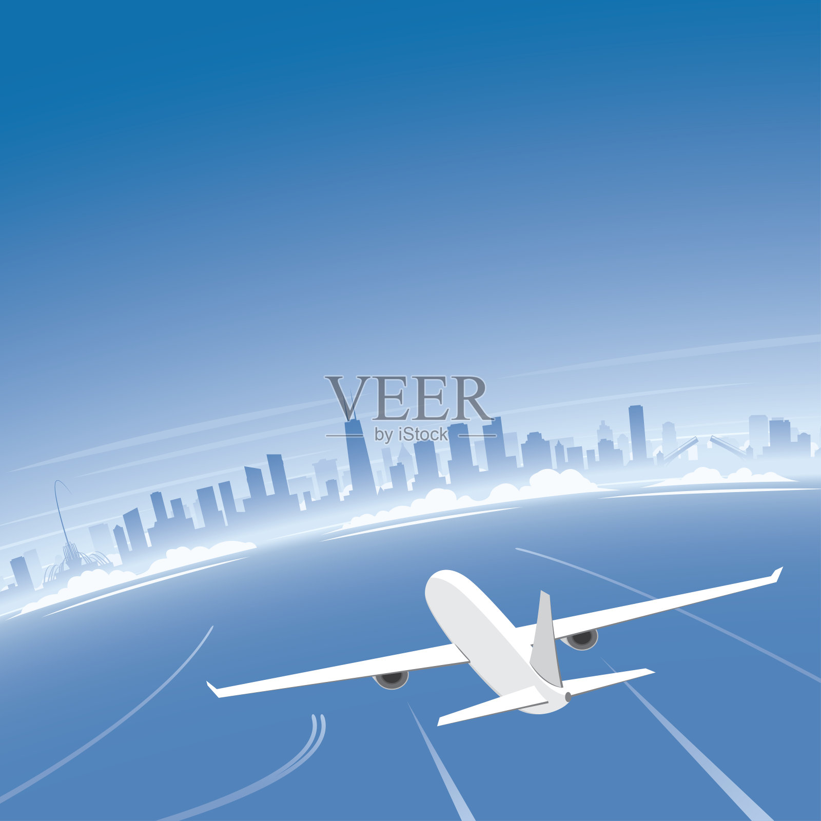 芝加哥天际航班目的地插画图片素材