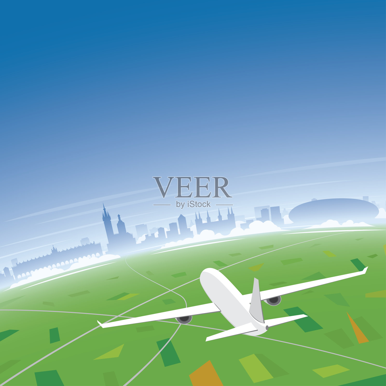 克拉科夫天际航班目的地插画图片素材