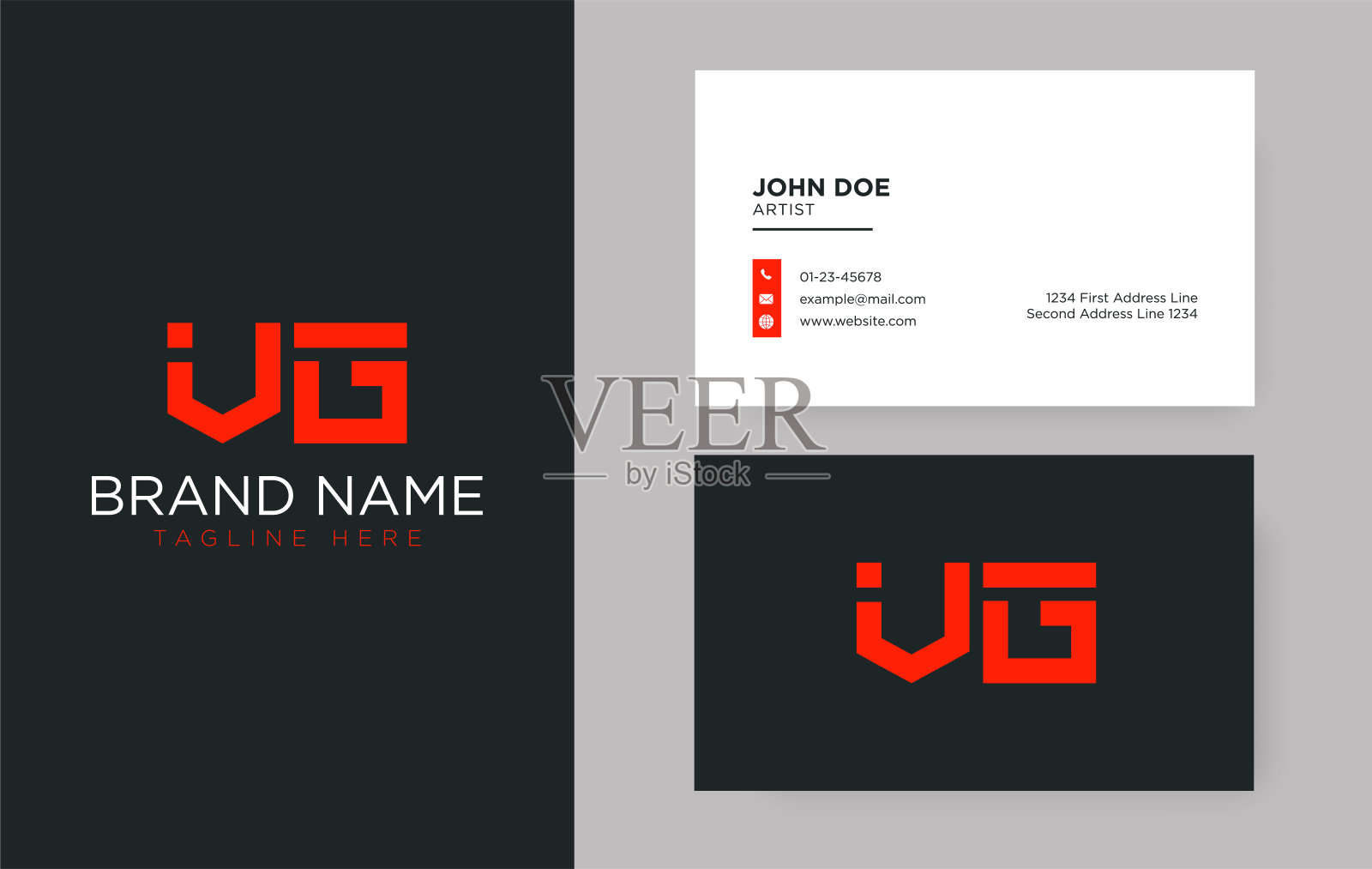 优质的字母VG标志与优雅的企业形象模板插画图片素材