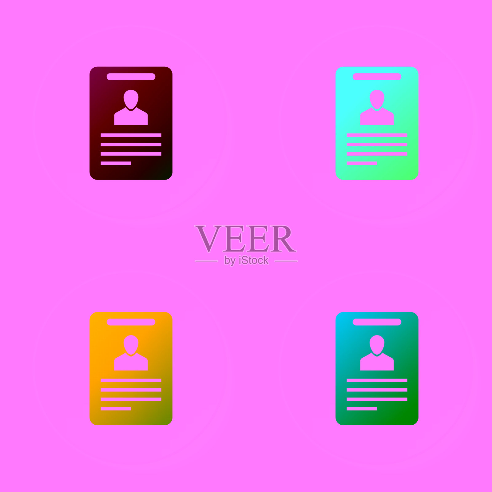 颜色识别徽章图标孤立在白色背景。它可以用于展示，公司身份，广告等。设置圆形按钮中的颜色图标。矢量图设计模板素材