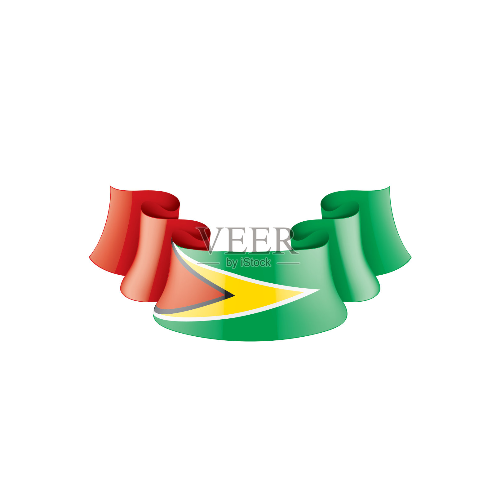 圭亚那国旗，白色背景上的矢量插图插画图片素材