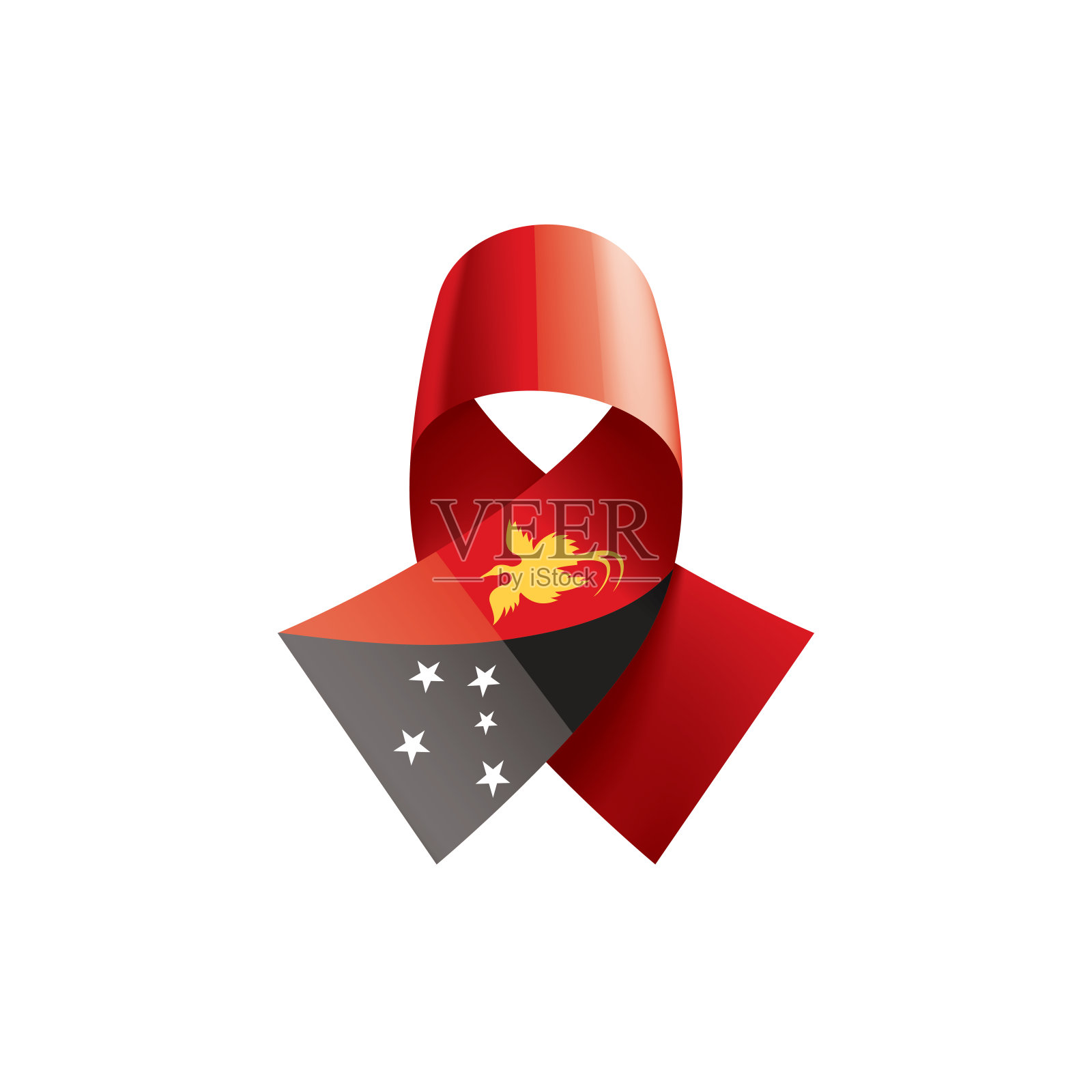 巴布亚新几内亚国旗，矢量插图在白色的背景插画图片素材