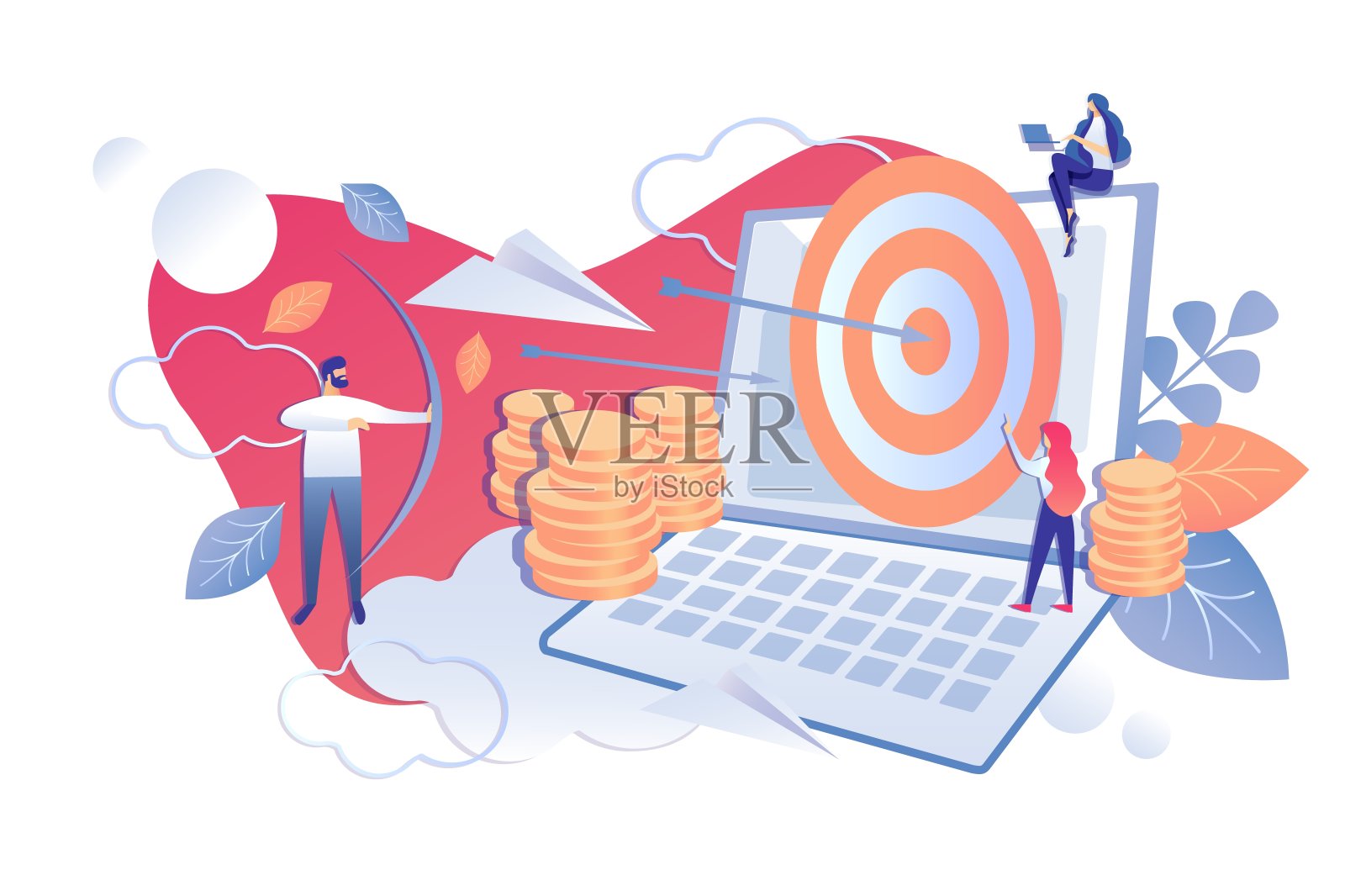 财务分析项目回报卡通扁平。插画图片素材