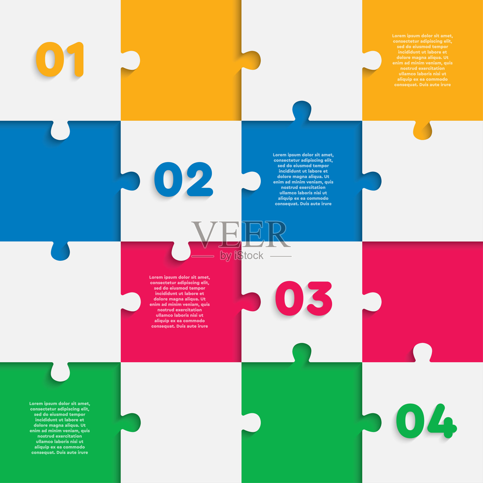 十六张拼图方块信息图。插画图片素材