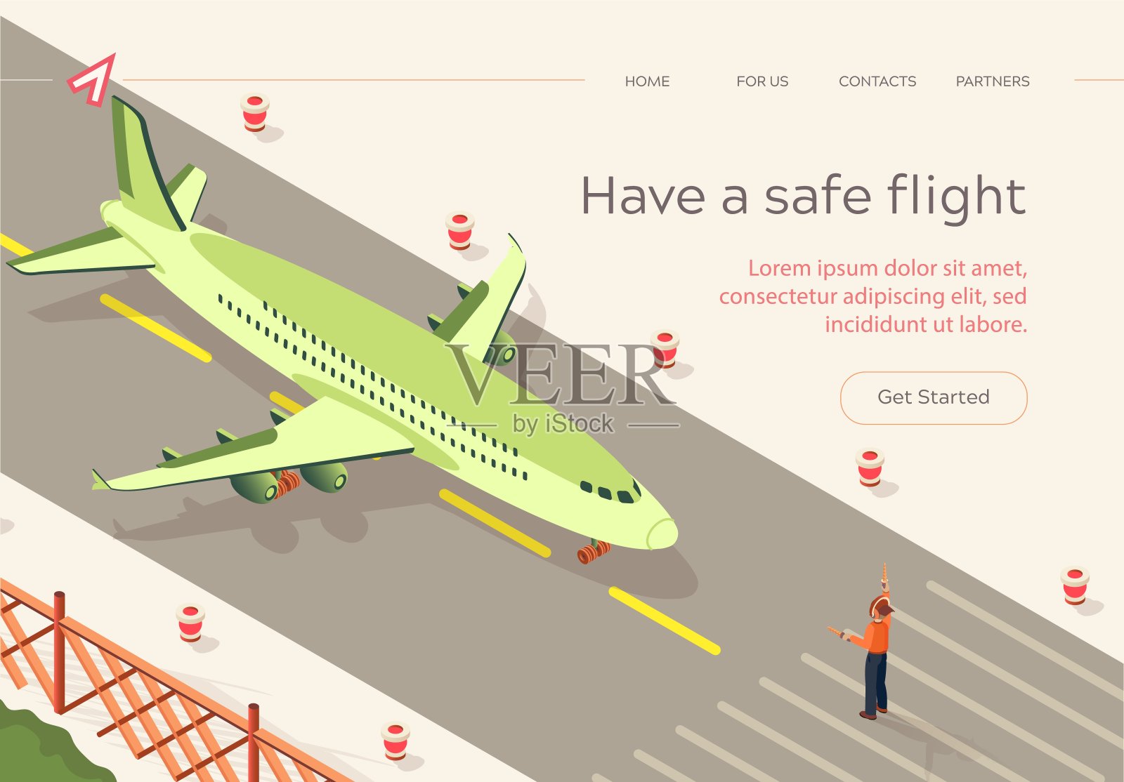 平坦，有安全跑道，跑道等距。插画图片素材