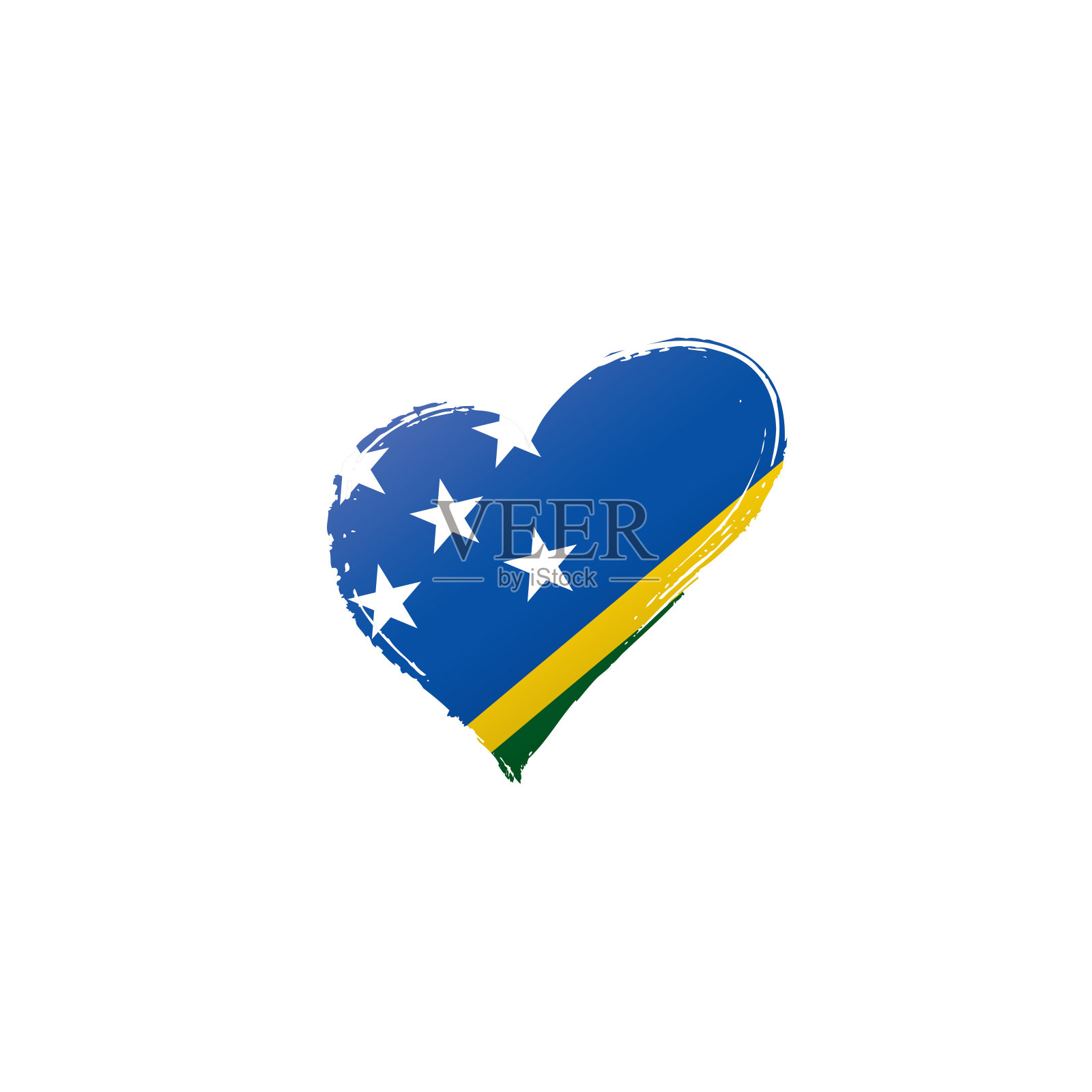 所罗门群岛的旗帜，白色背景上的矢量插图插画图片素材