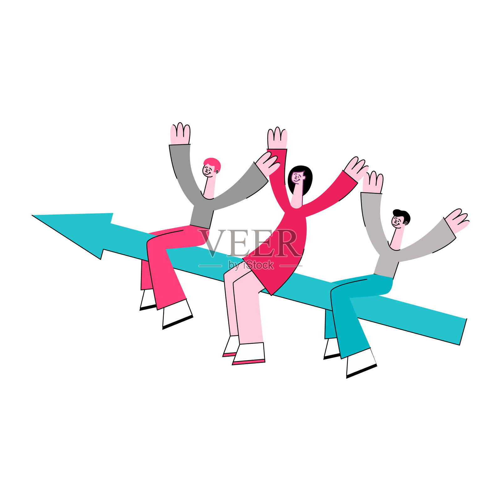 矢平商男女飞箭插画图片素材