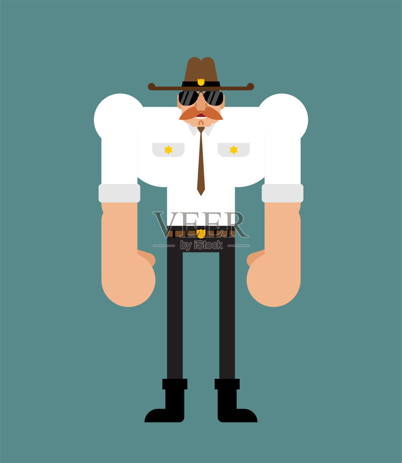 警长警察隔离。卡通风格矢量插图。插画图片素材