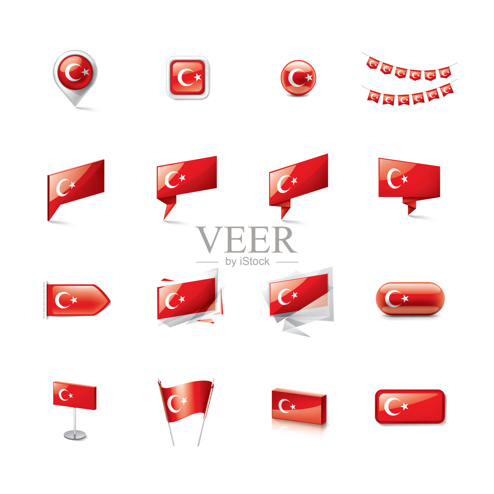 土耳其国旗，矢量插图在白色的背景插画图片素材