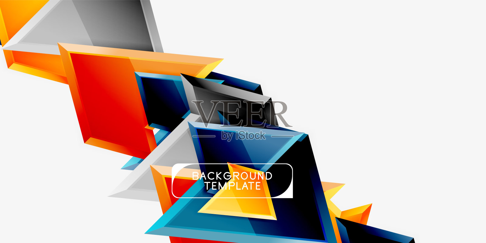 明亮多彩的三角形多边形三维构成，抽象的几何背景，最小的设计，多边形未来主义海报插画图片素材