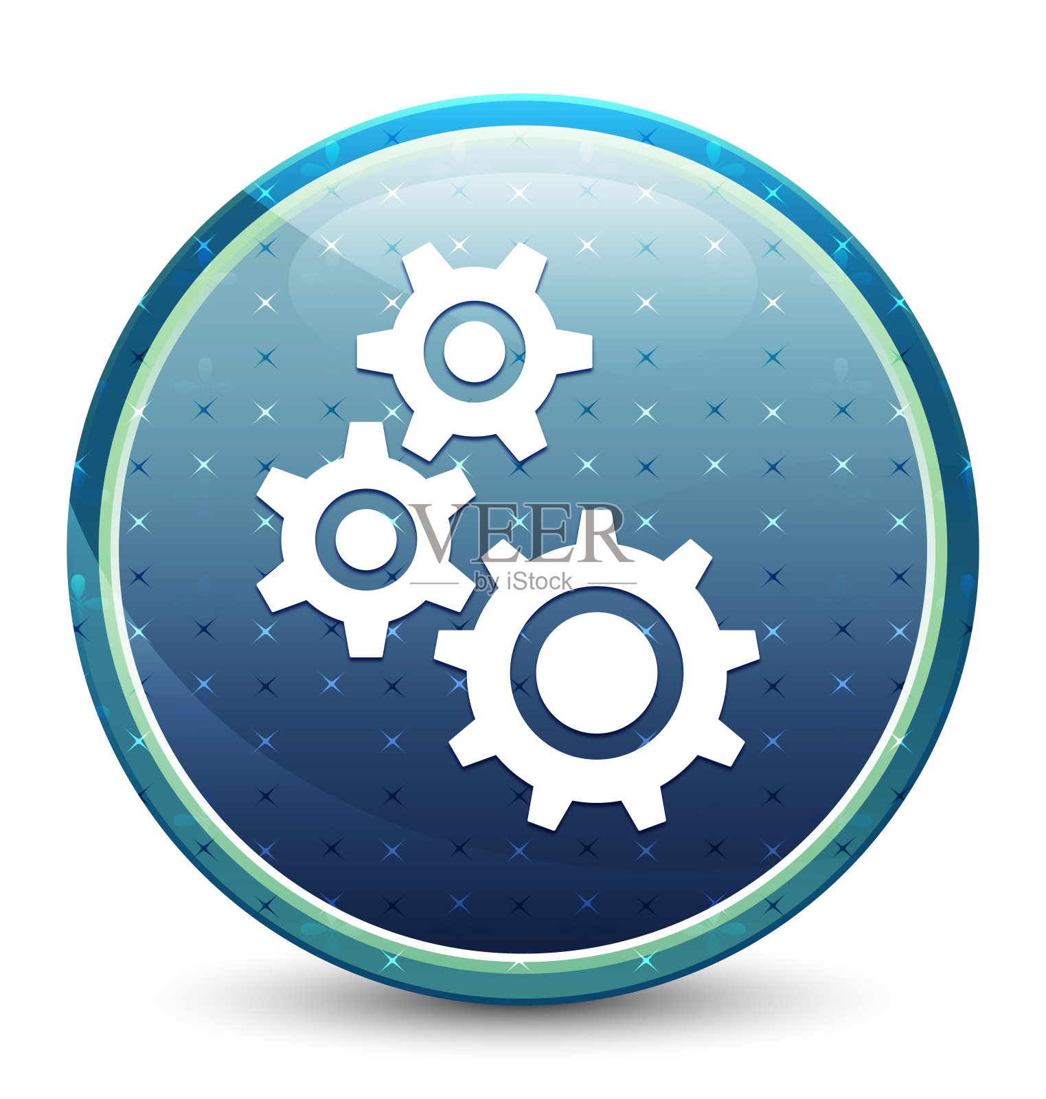 齿轮图标亮天蓝色圆形按钮图标素材