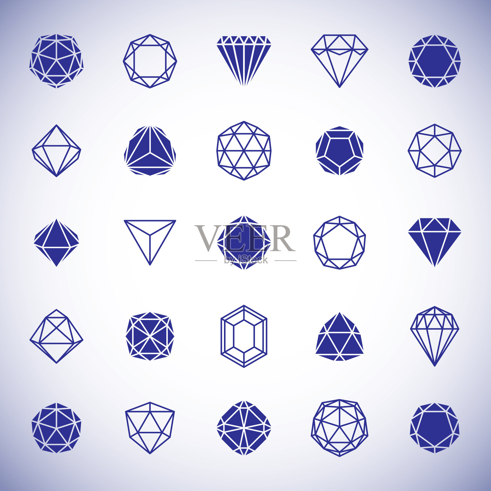 矢量抽象几何图形的集合最好用作优雅的商业标志。钻石设计元素。插画图片素材