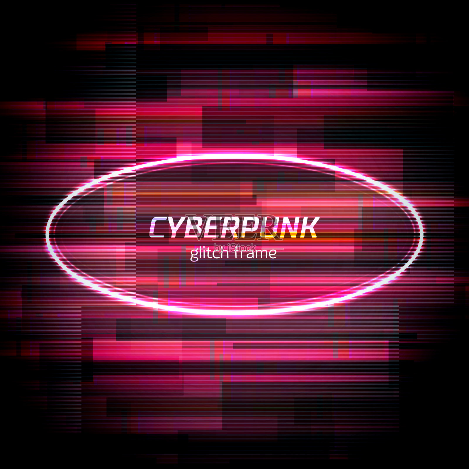 赛博朋克框架技术错误，霓虹造型插画图片素材