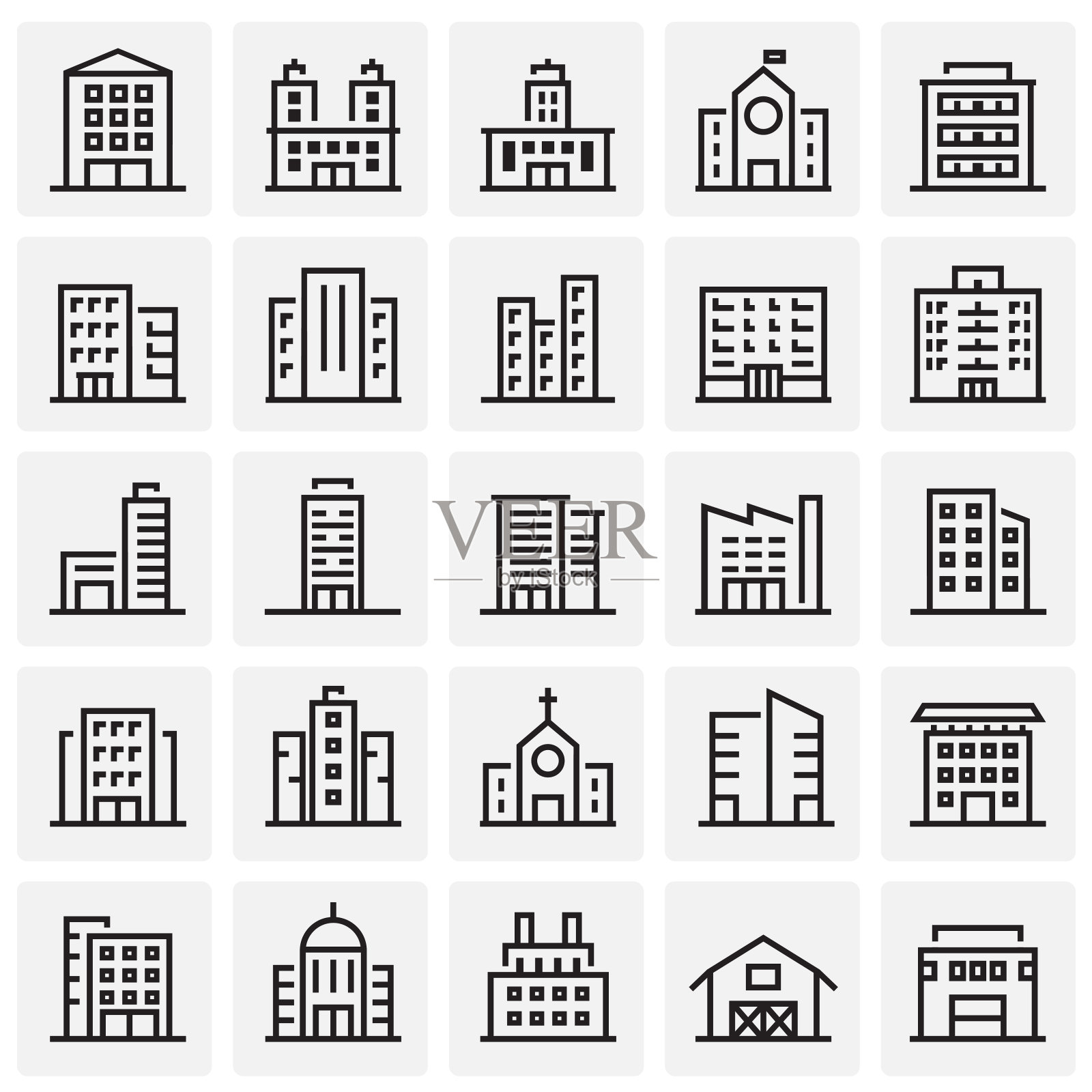 为图形和网页设计设置在方块背景上的线条图标。简单的矢量信号。网站按钮或手机应用的互联网概念符号。图标素材