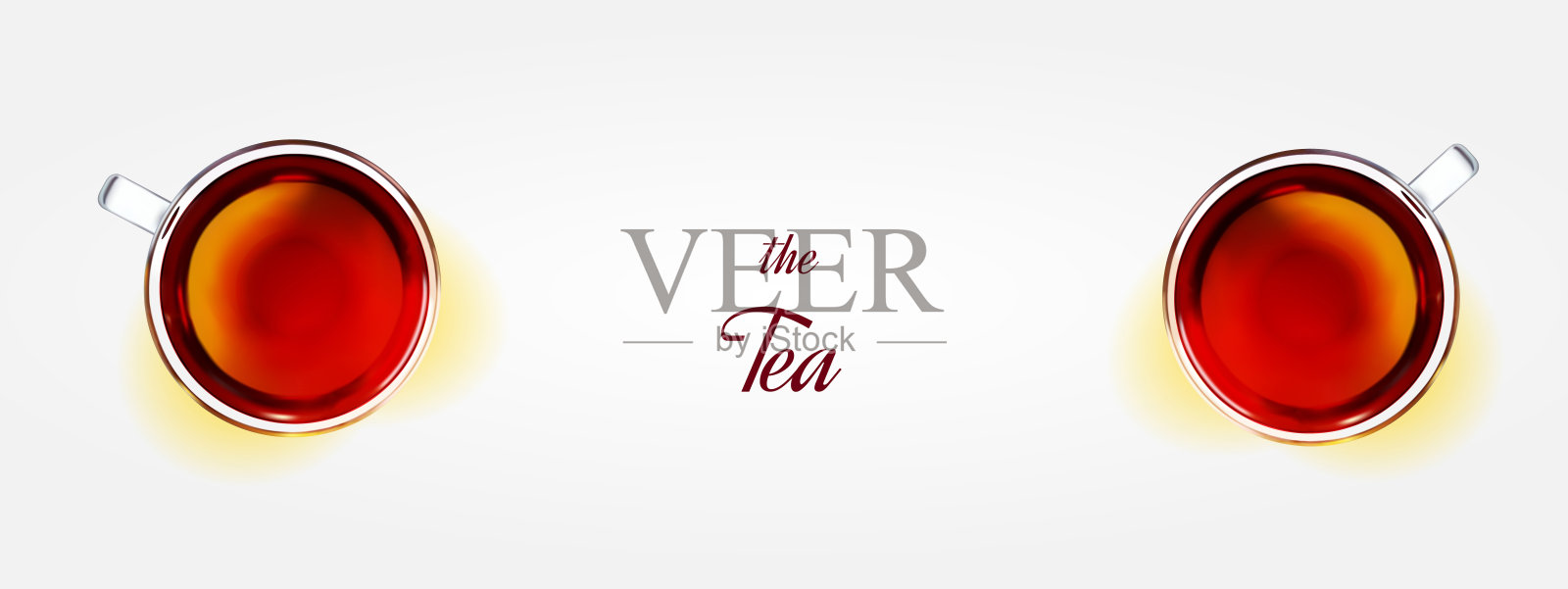 玻璃茶杯配红茶。俯视图插画图片素材