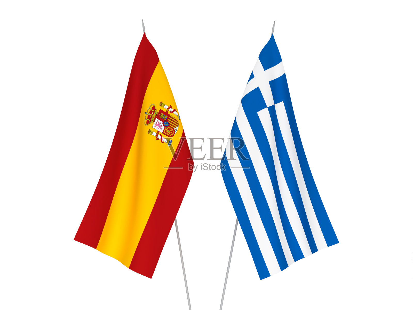希腊和西班牙国旗照片摄影图片