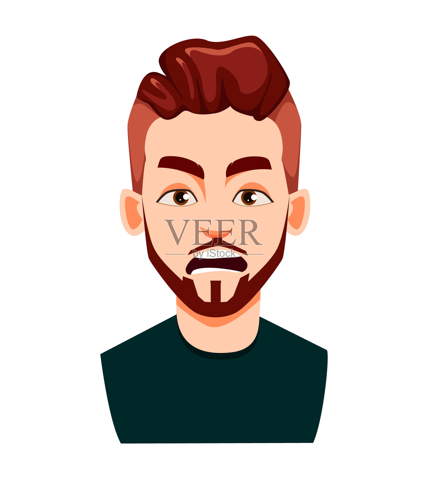 时尚现代青年的面部表情插画图片素材