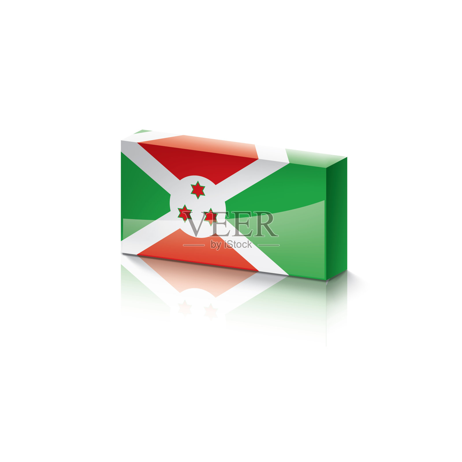 布隆迪国旗，白色背景矢量插图设计元素图片