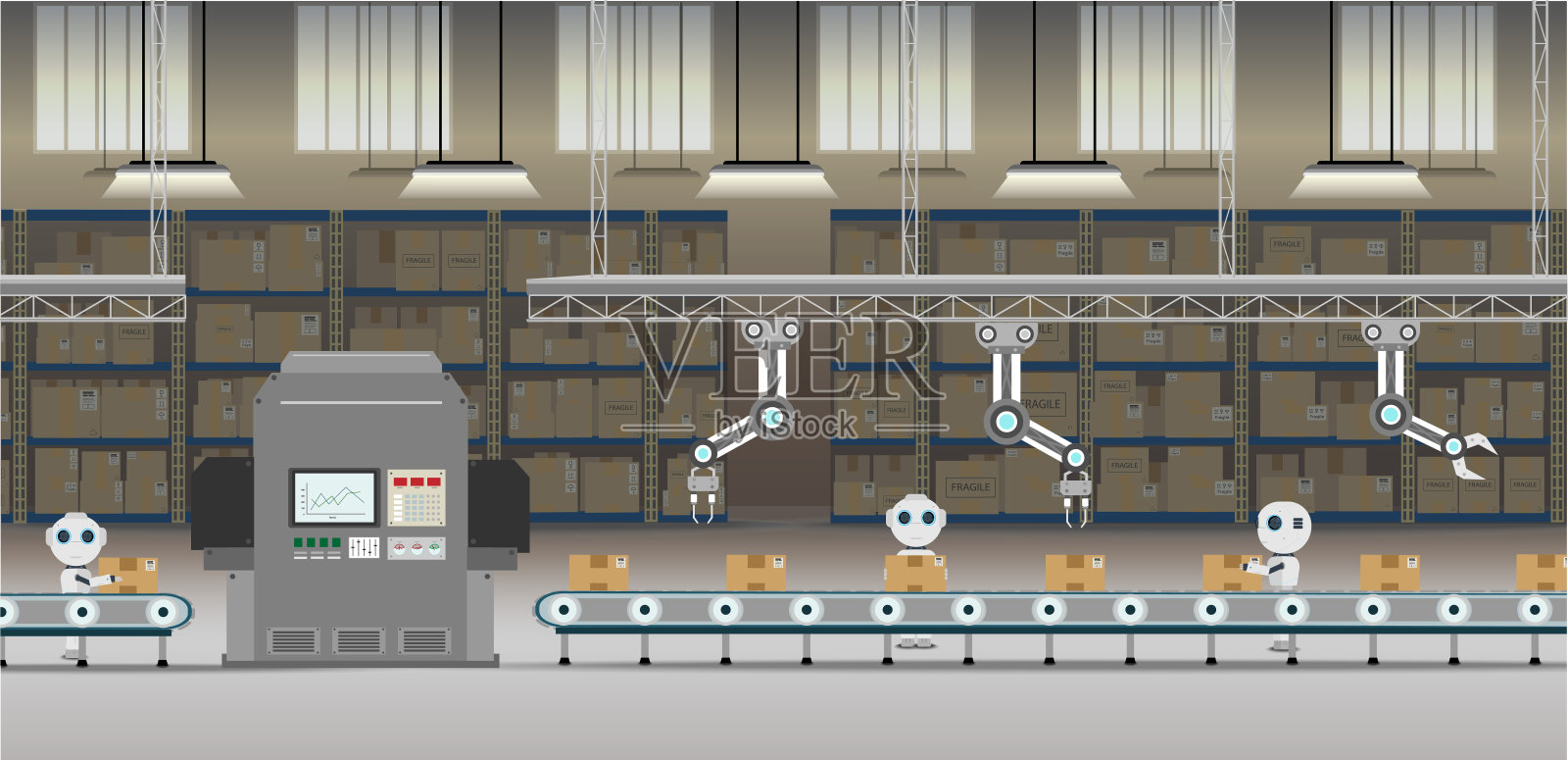 自动化工厂的概念插画图片素材