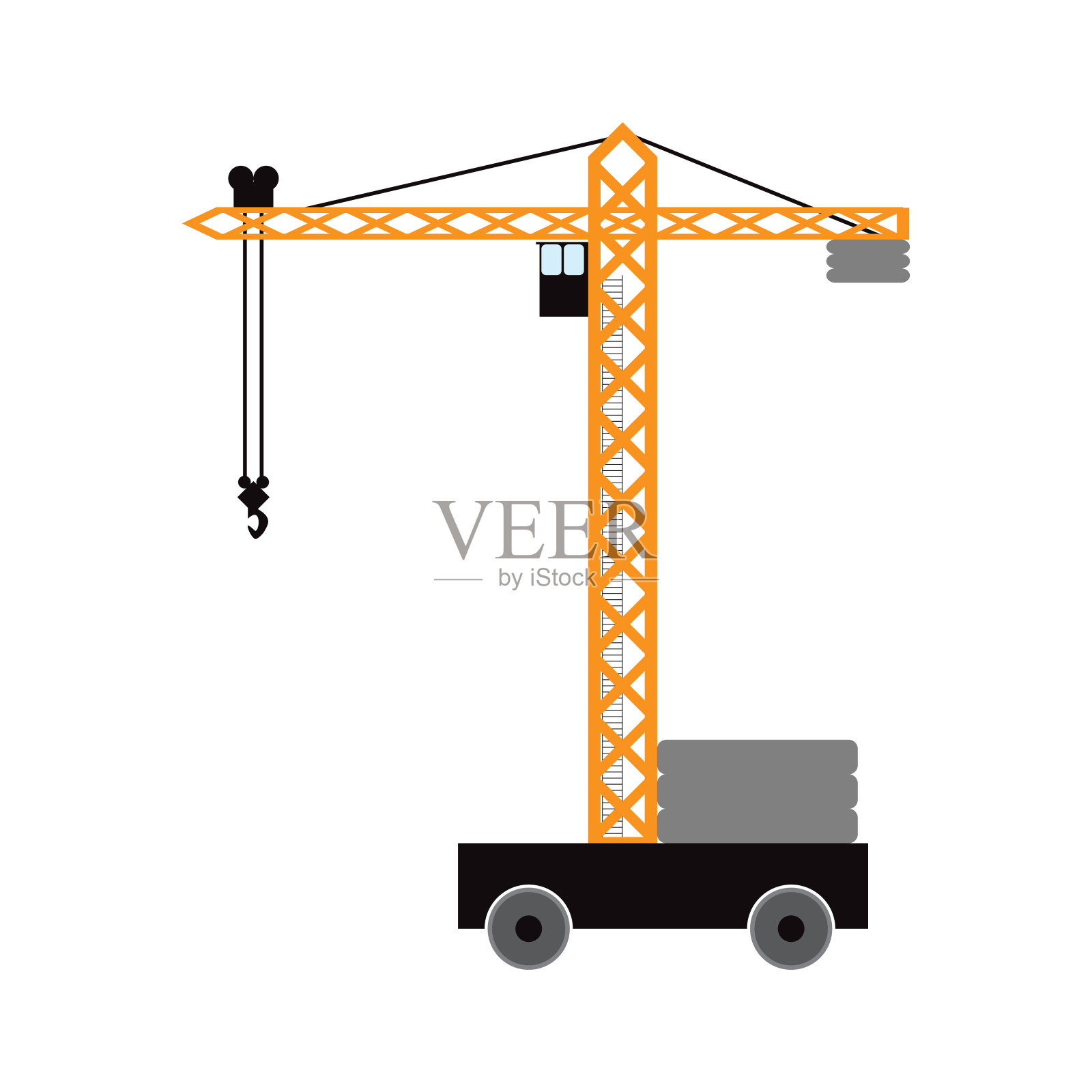 建筑塔式起重机。孤立的元素。矢量插图。插画图片素材