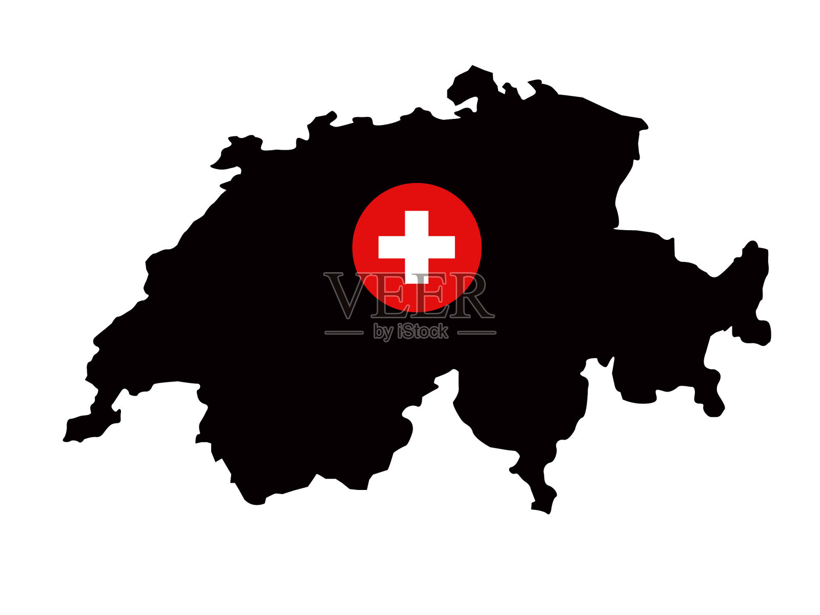 瑞士地图和国旗插画图片素材