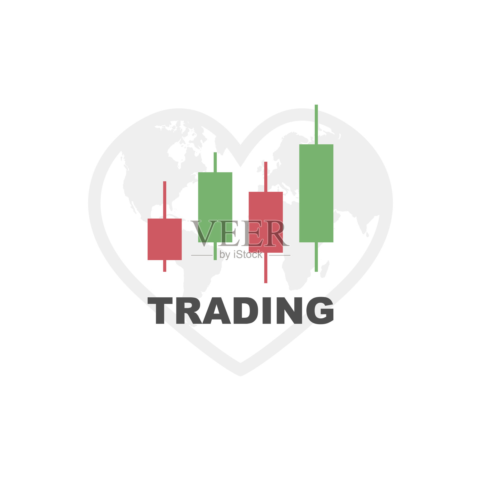 交易图图标。地球上交易股票。向量插画图片素材