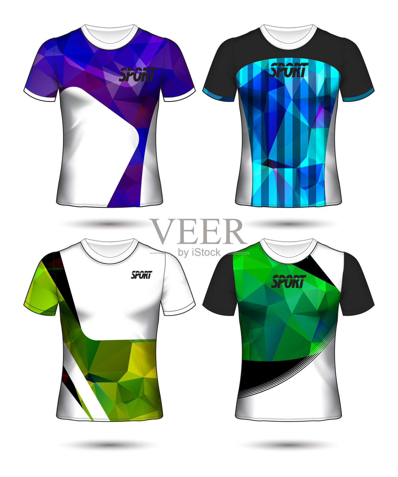 一套足球或足球球衣模板t恤风格，设计你的足球俱乐部矢量插图插画图片素材