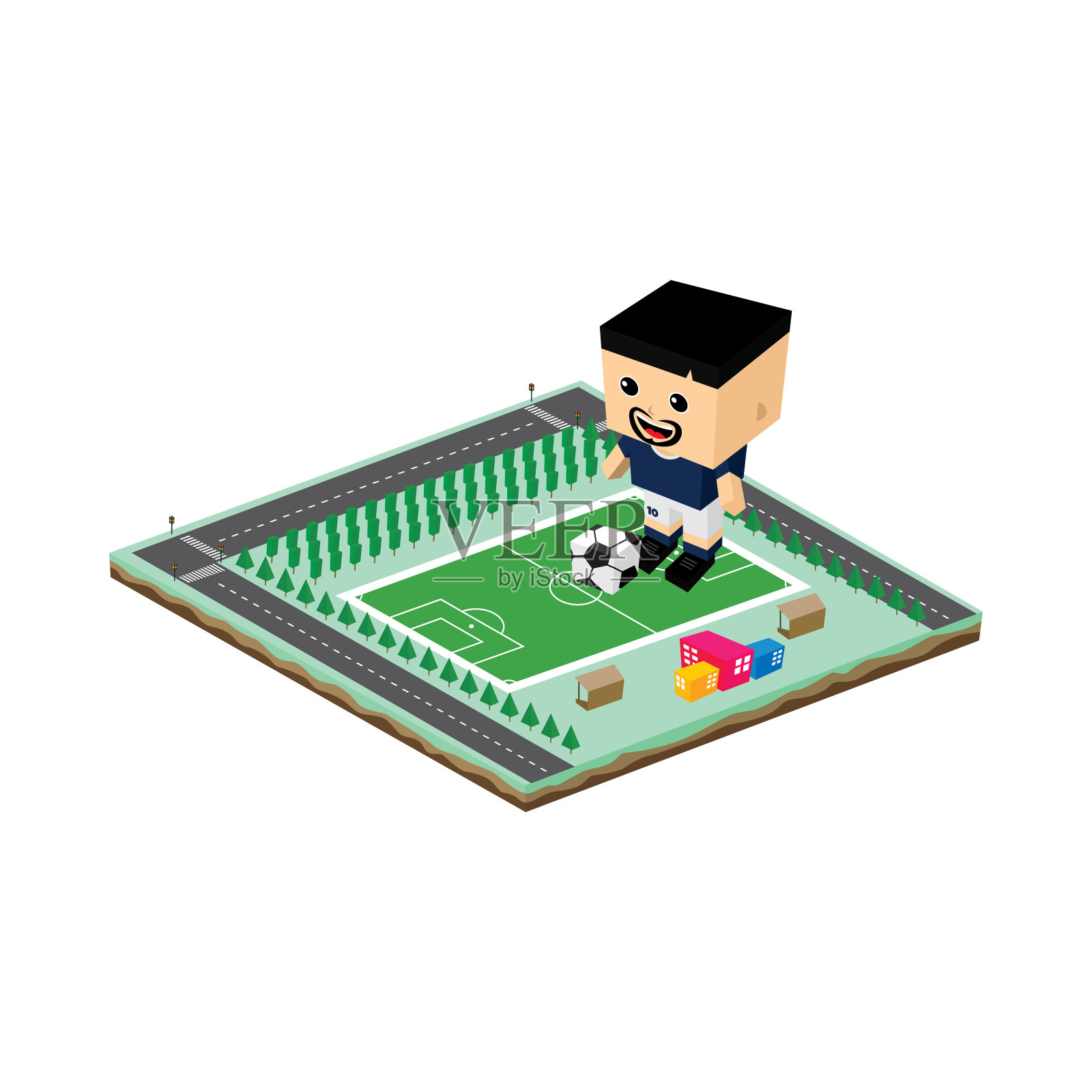 足球联赛球员卡通插画图片素材