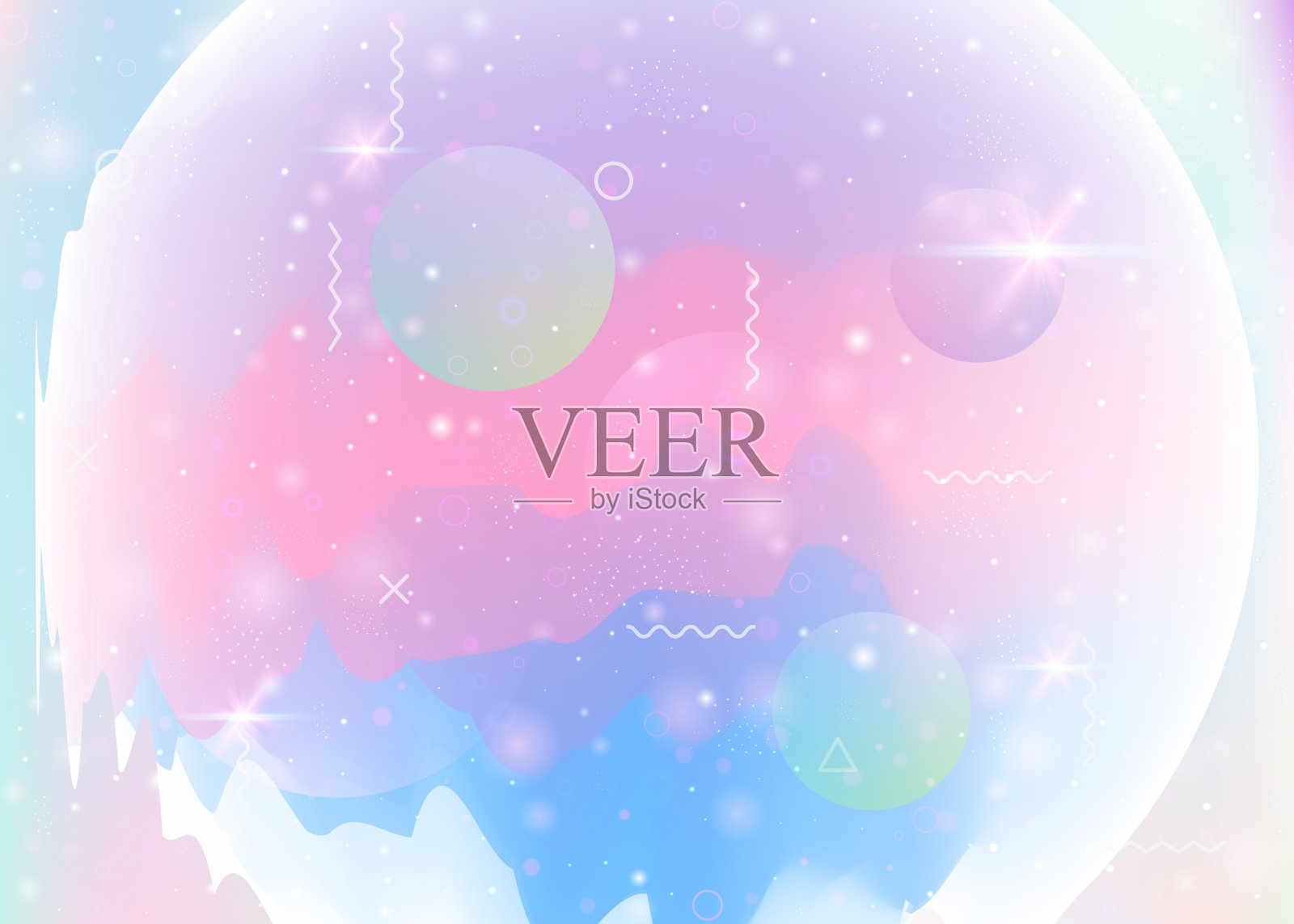 带有全息宇宙和未来宇宙背景的抽象景观。插画图片素材