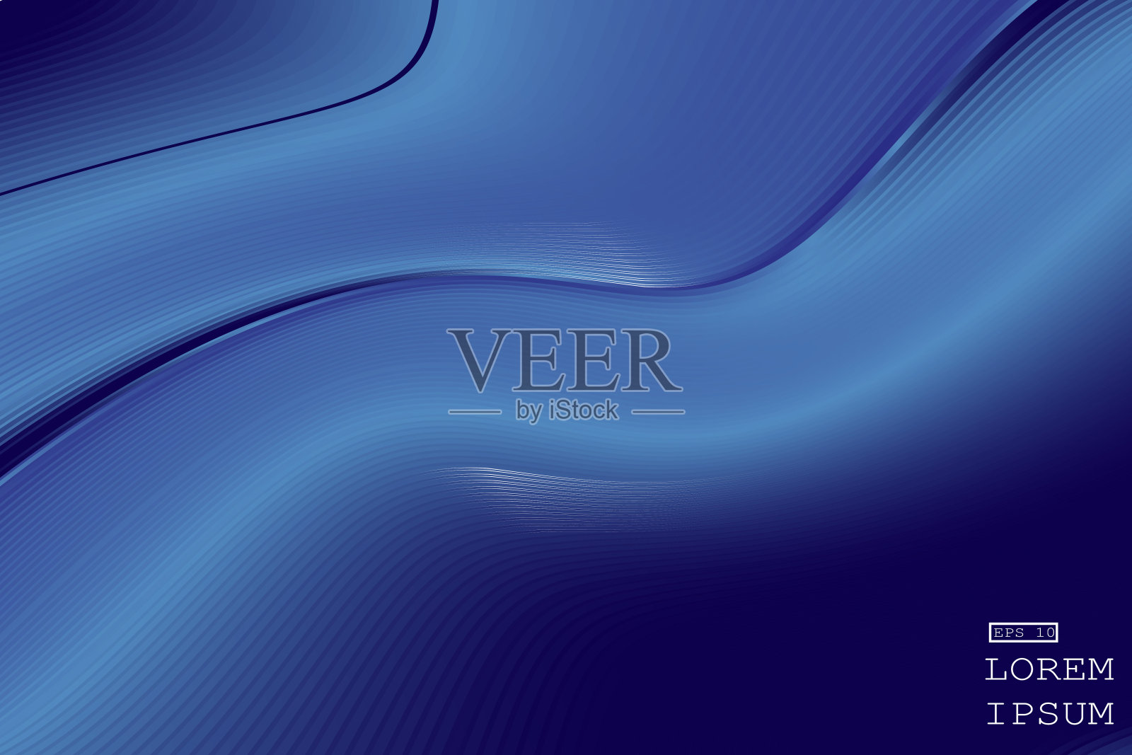 矢量抽象，科学，未来，技术概念与渐变条纹与蓝色光，深蓝色背景的数字图像。插画图片素材