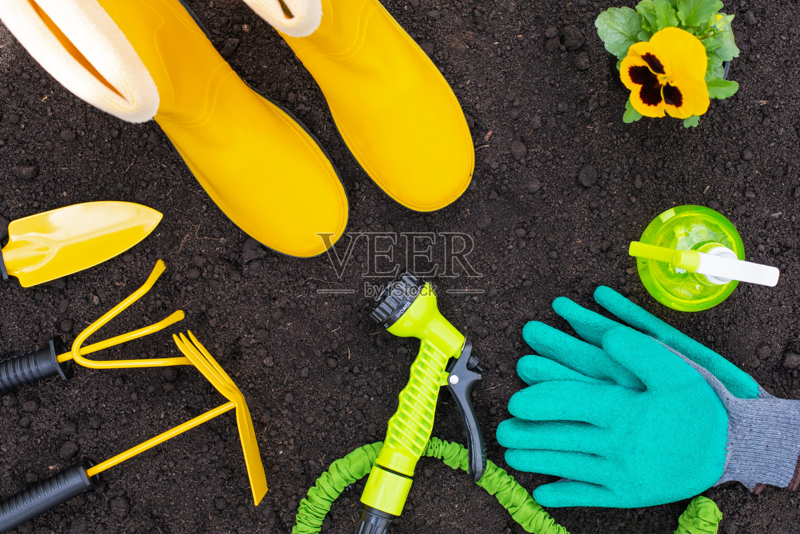园艺工具-俯视图照片摄影图片
