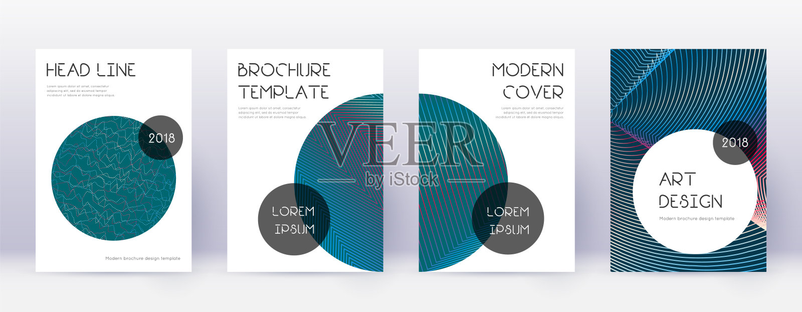 时尚的小册子设计模板集。红色的抽象设计模板素材