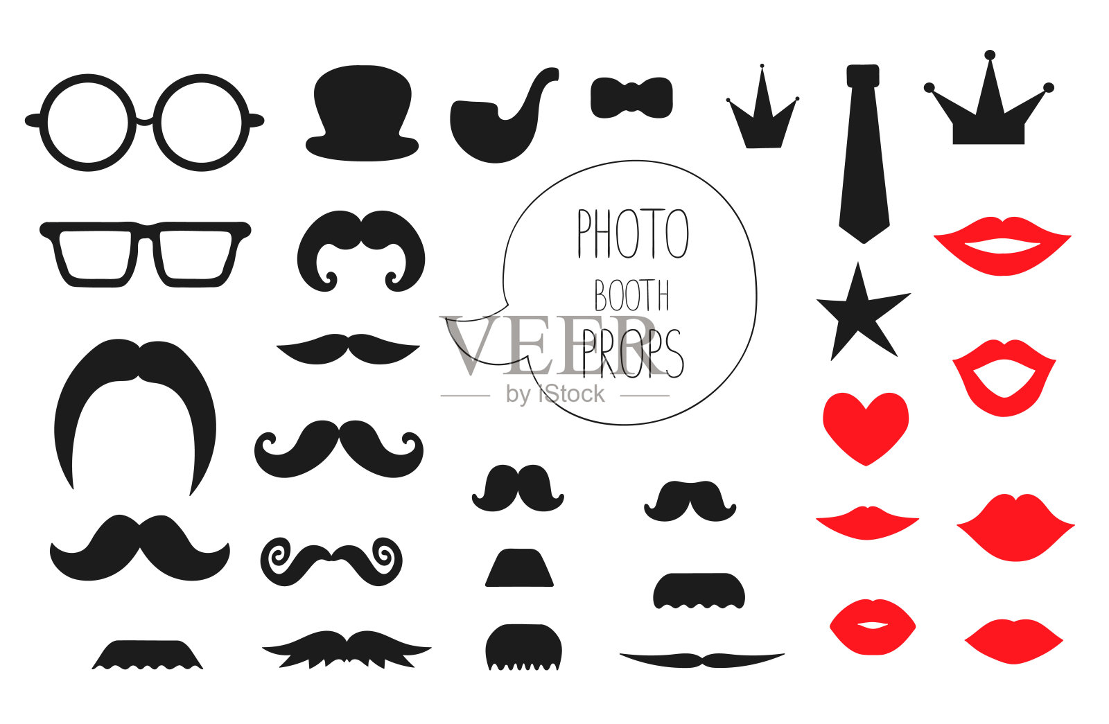 向量组的照片亭道具。插画图片素材