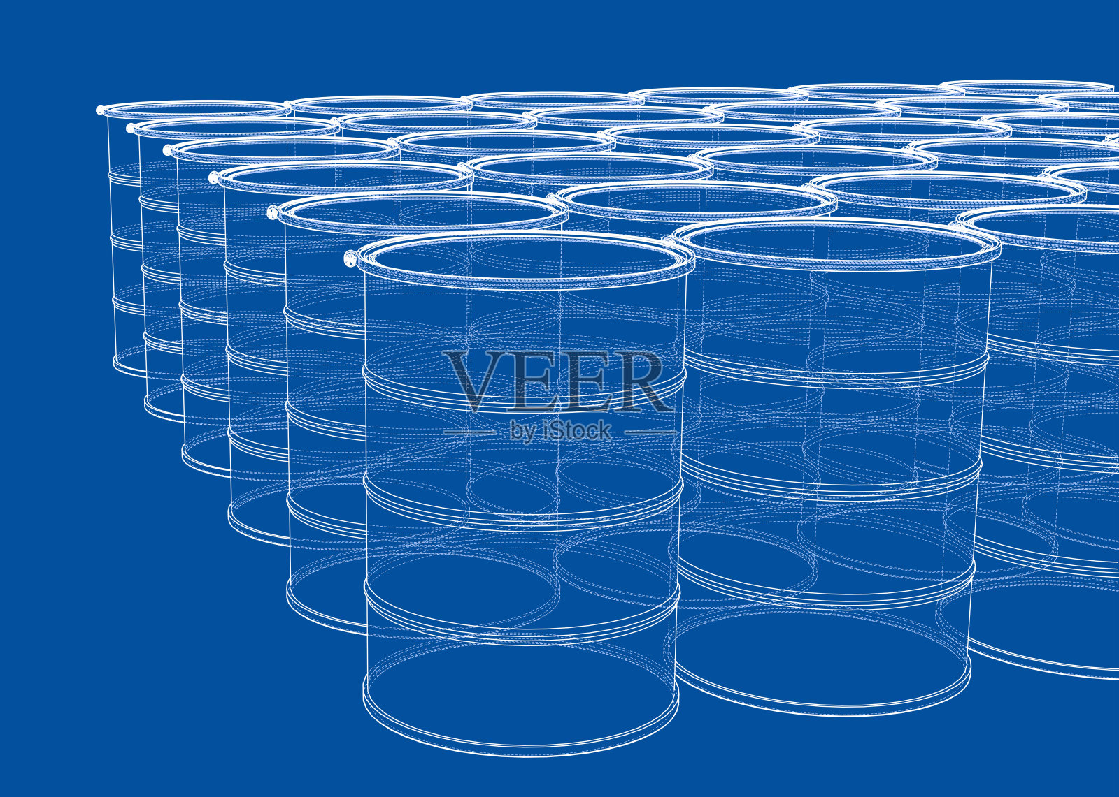 一组油桶。三维矢量渲染插画图片素材