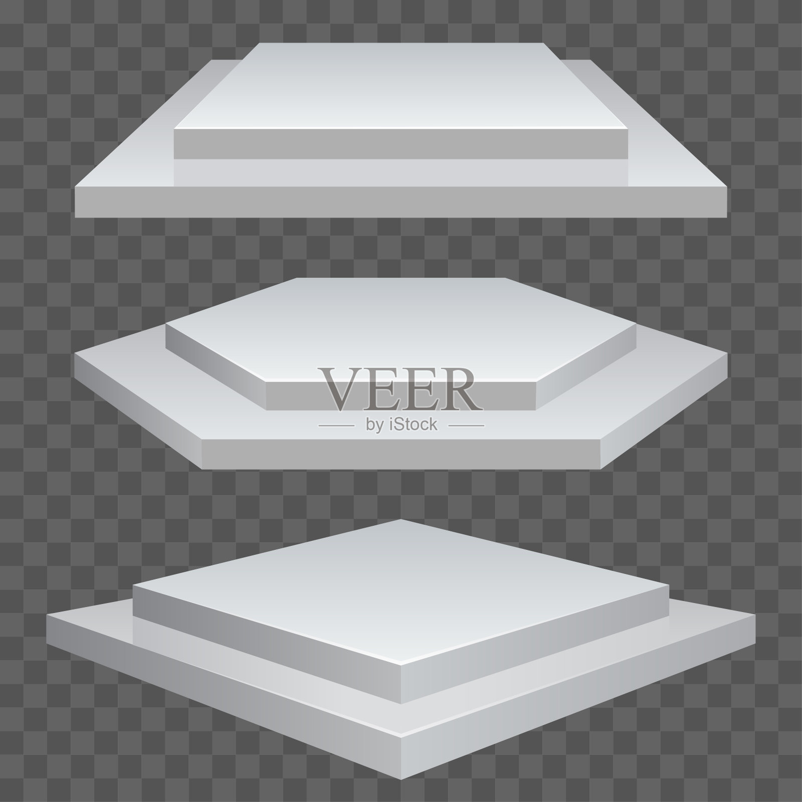 产品展示平台，白色舞台，空白的白色基座，空白模板模型。向量插画图片素材