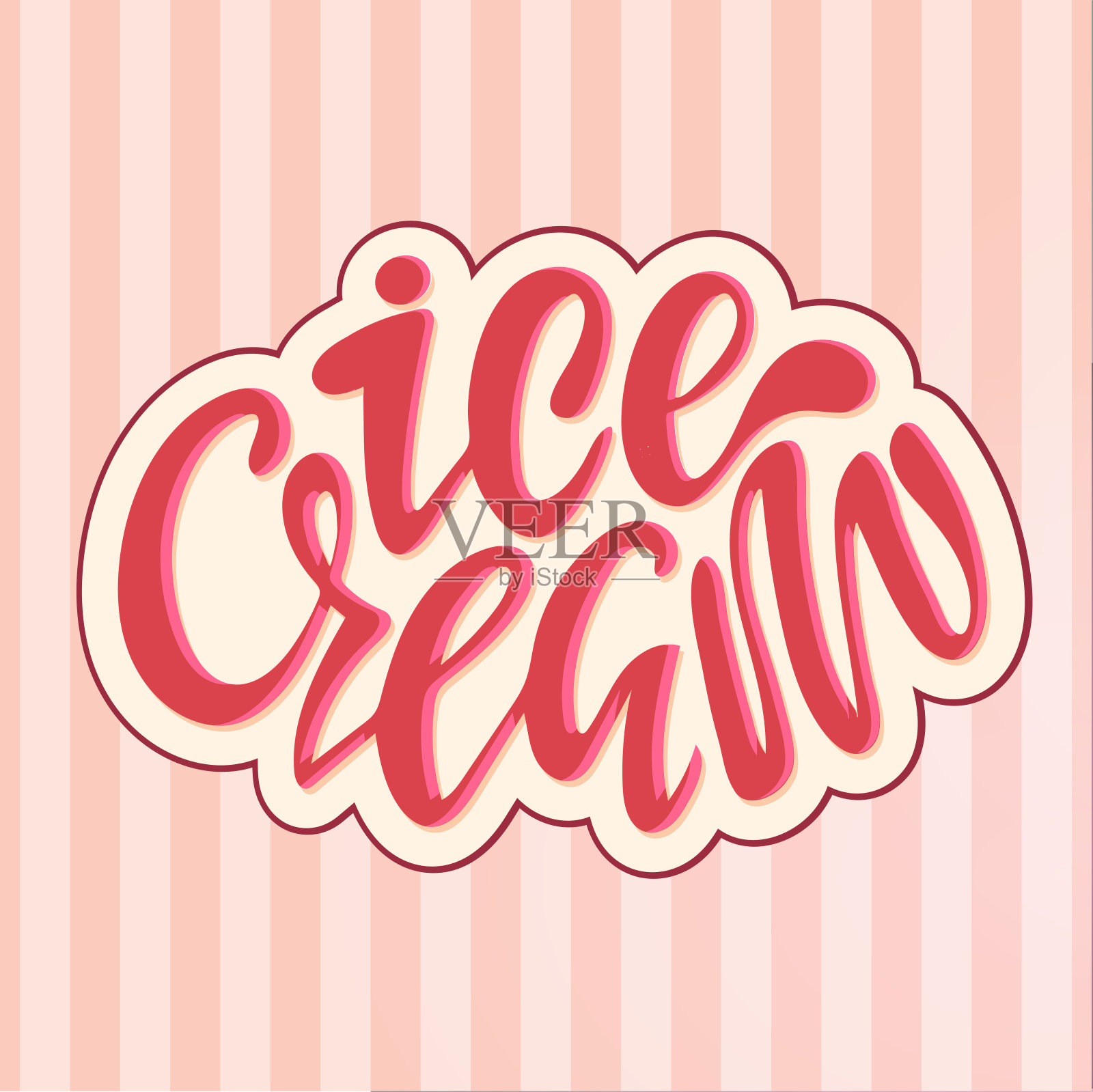 冰淇淋可爱的字母手绘涂鸦横幅标签设计元素图片