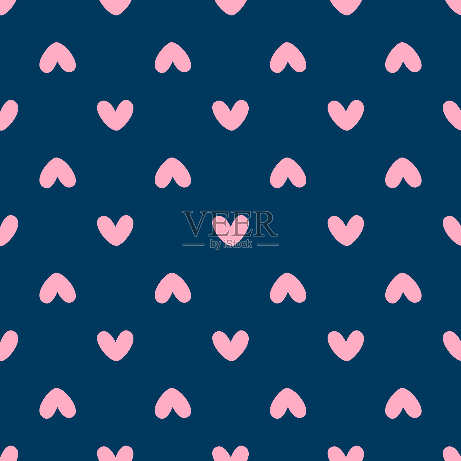 浪漫无缝图案与心。可爱的打印。插画图片素材