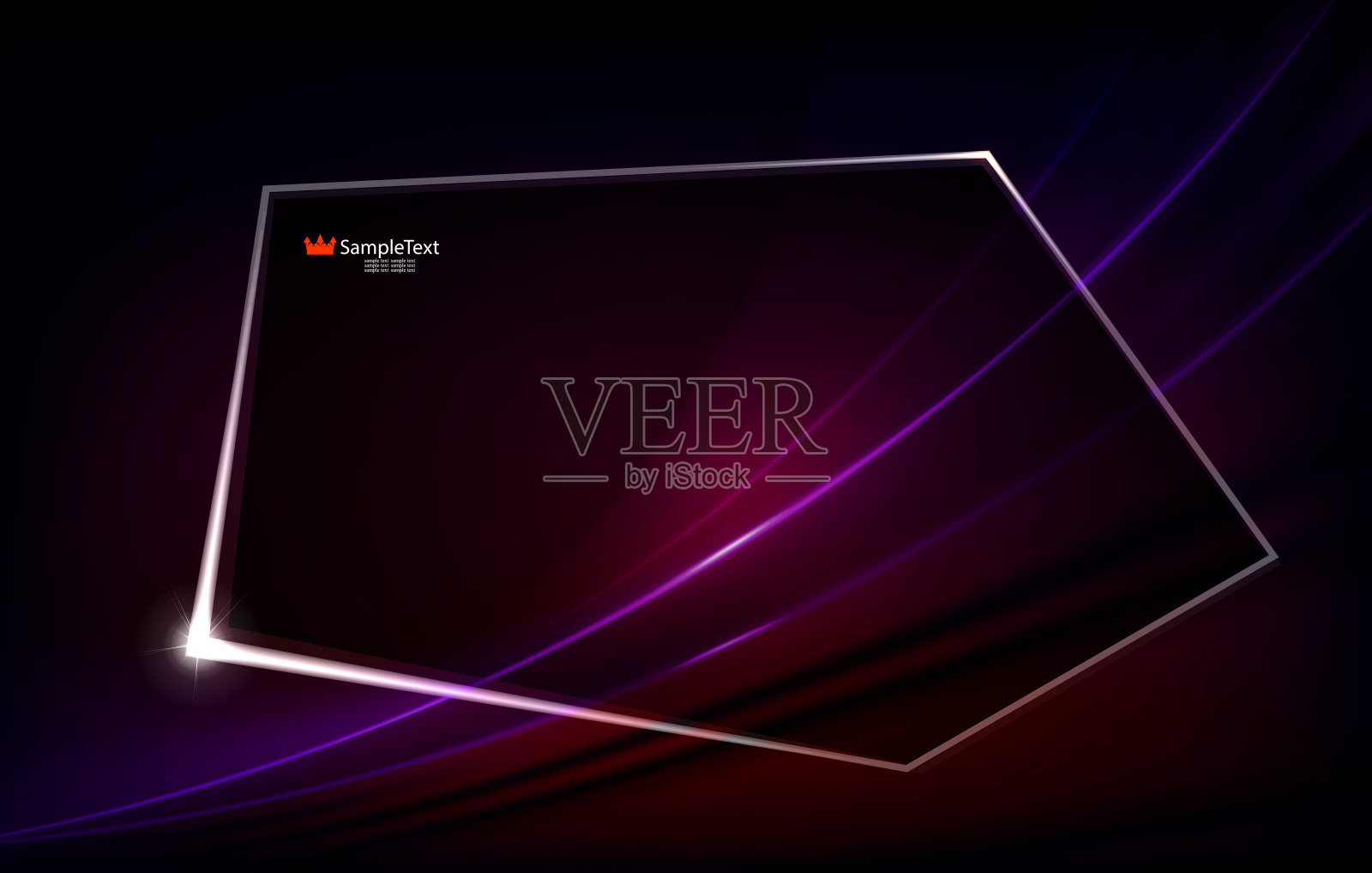 抽象的暗紫色背景与闪亮的线和多边形透明框架插画图片素材