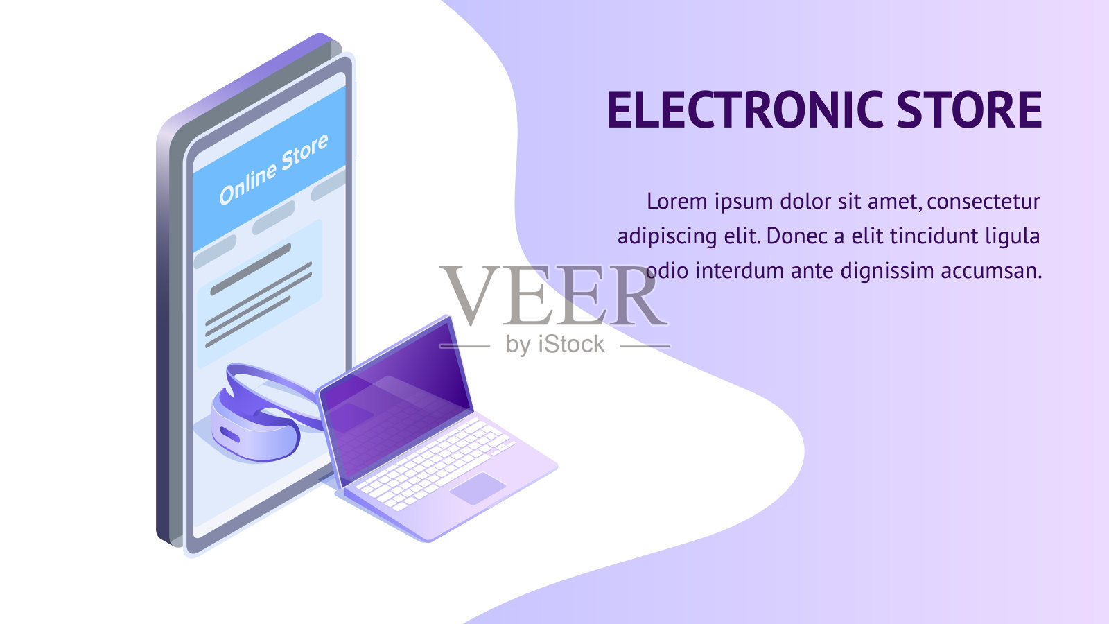 电子超市等距横幅模板插画图片素材